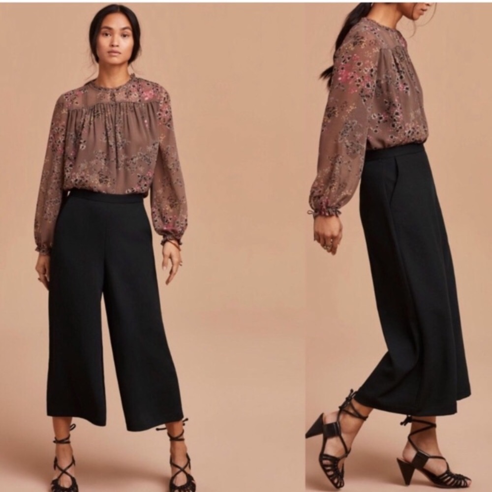 Wilfred Black Wide-Leg Cropped Pants